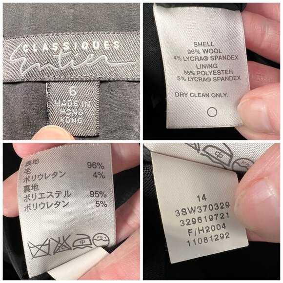 Y2K Classiques Entier Black Wool Blend Blazer Womens Size 6 - Picture 3 of 11